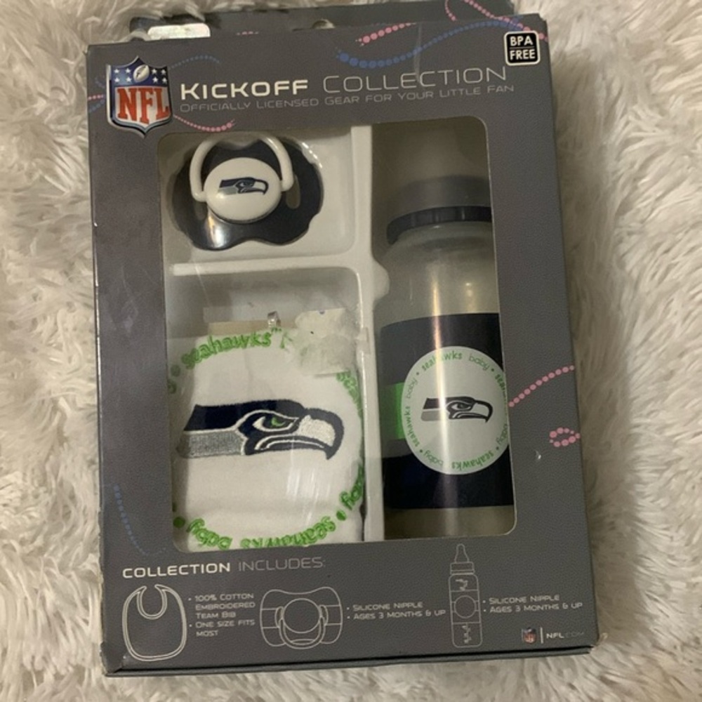 Seattle Seahawks NFL Baby Kickoff Collection Team Bib Bottle Pacifier